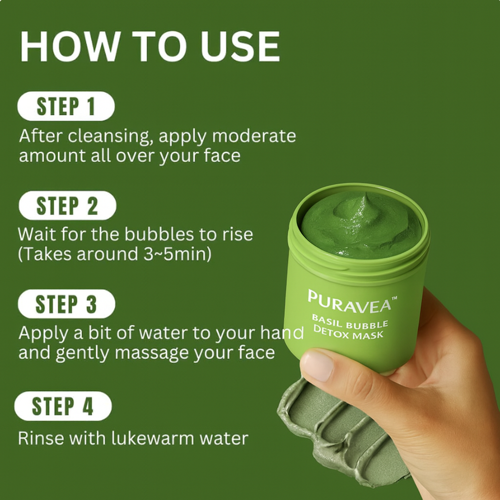PURAVEA™ Basil Bubble Detox Mask - PURAVEA