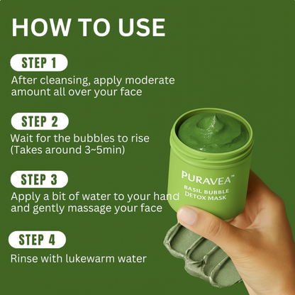PURAVEA™ Basil Bubble Detox Mask - PURAVEA